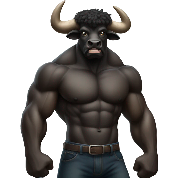 A Muscular black bull emoji
