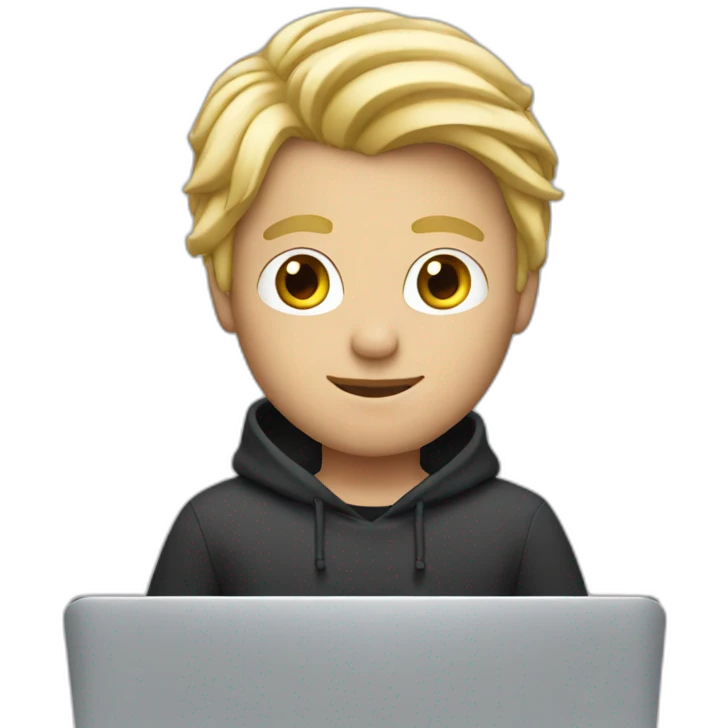 blonde guy with a mac book pro emoji