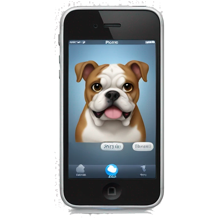 iPhone with a bull dog on its screen. emoji