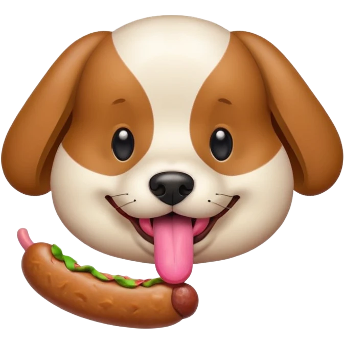 dog eating sausage emoji