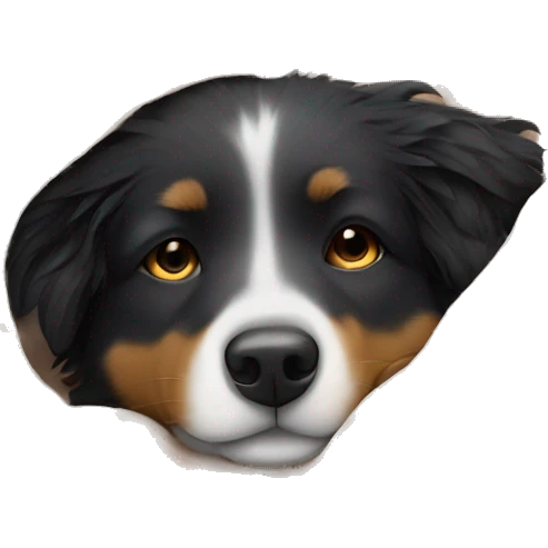 Small black australian shepherd dog sleeping with blanket  emoji