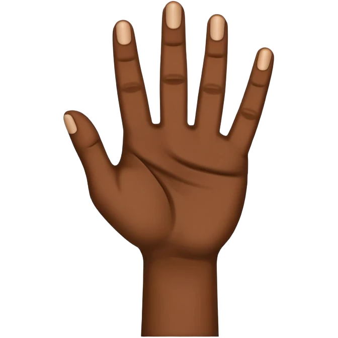 Dark skin tone right hand with index middle and thumb fingers out emoji