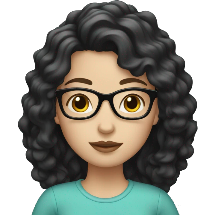 white girl with black wavy hair and glasses emoji