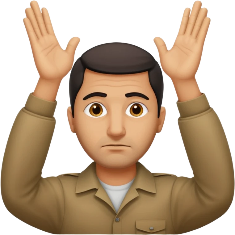 surrenders, depict an Iraqi with a sad face and raised hands emoji