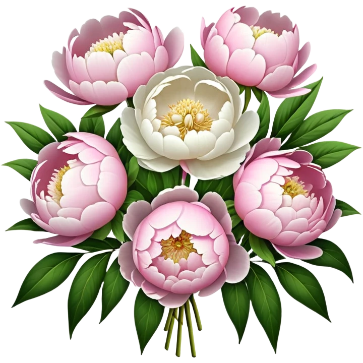 White and pink peonies bouquet garden  emoji
