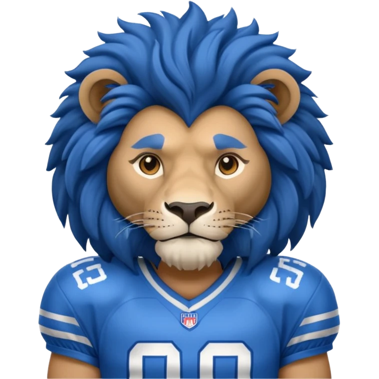 full blue color lion, wearing blue american football jersey emoji