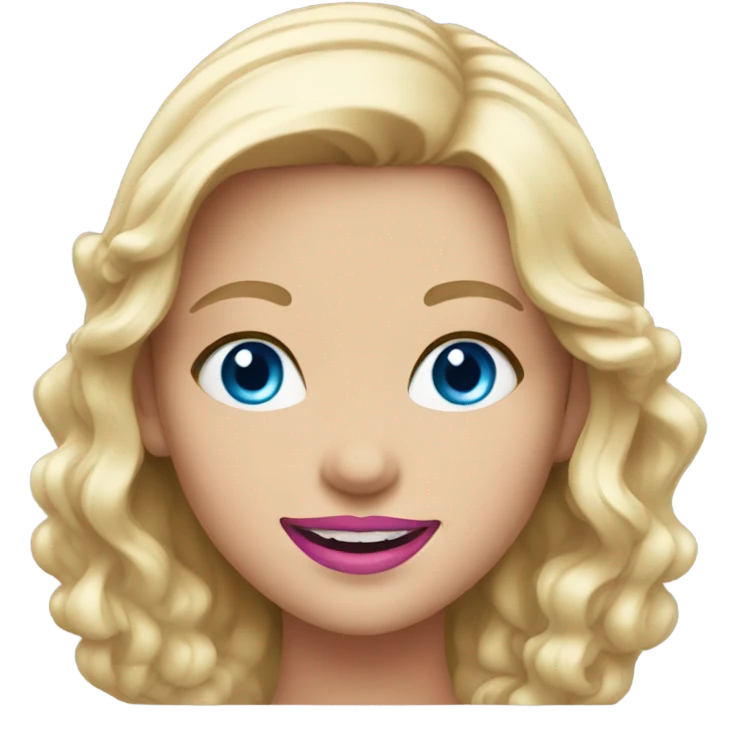 smiling girl with blue eyes and pink lipstick  emoji
