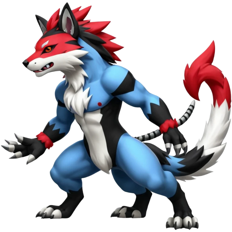Shiny furry cool Zeraora-WereGarurumon-Obstagoon-fusion emoji