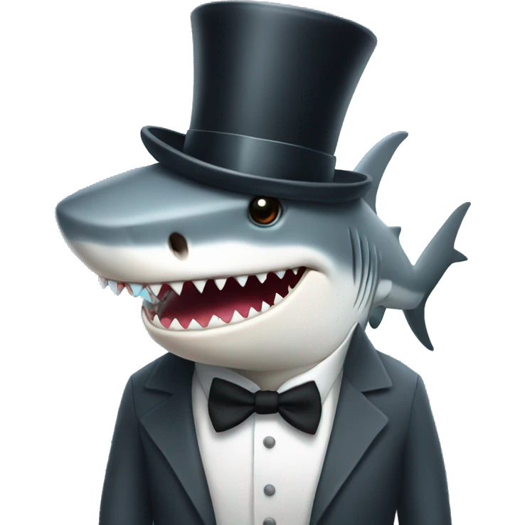 Shark with a top hat emoji