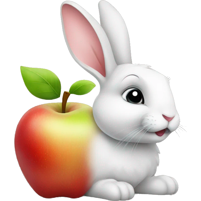 rabbit with apple emoji