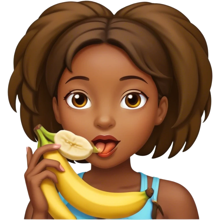 black girl eating banana emoji
