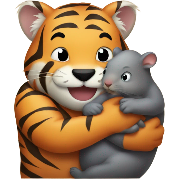 Tiger hugging wombat emoji