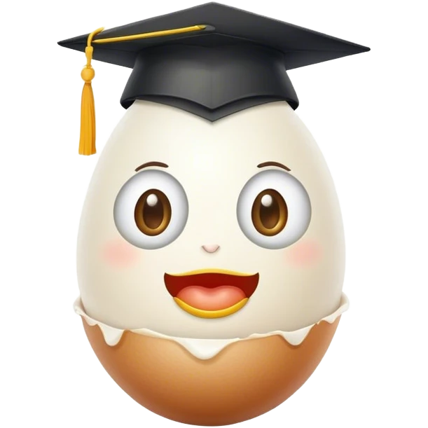 boiled egg with graduation cap emoji