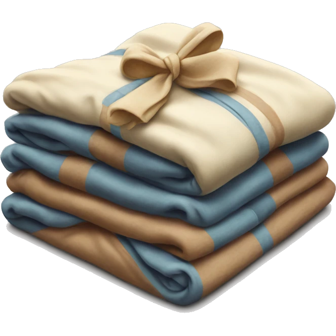 Realistic blankets neatly folded with a bow emoji