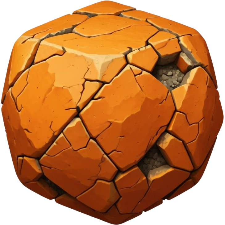 american-orange-intricate-stone-age-rocky-crusted-dodecahedron-shaped emoji