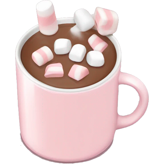Light Pink mug of hot chocolate with marshmallows  emoji