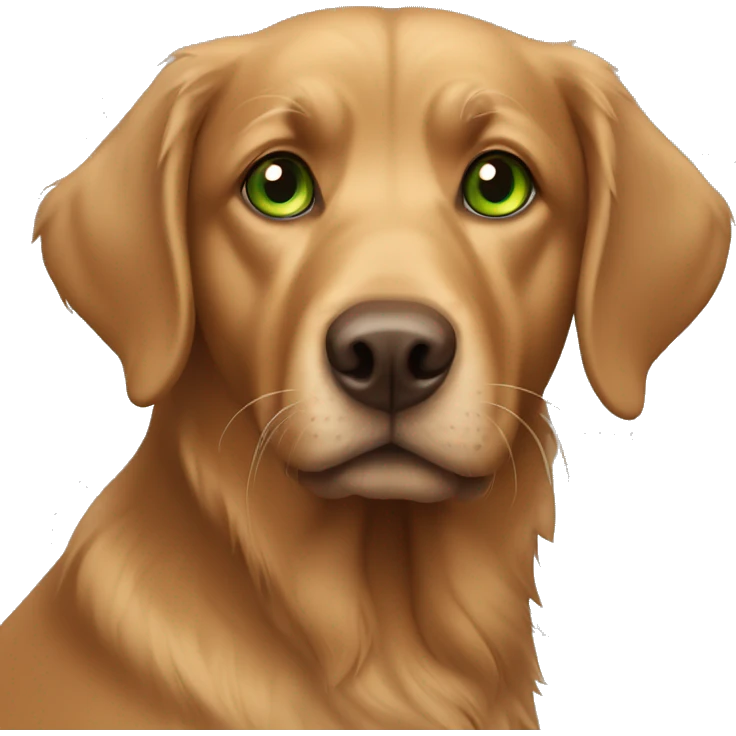 Brown retriever with green eyes emoji