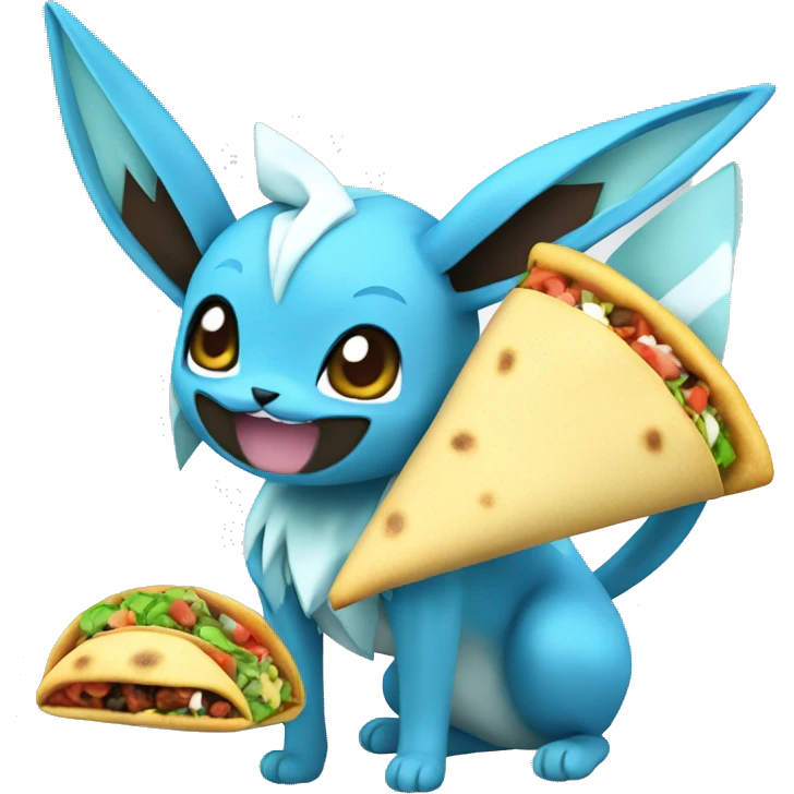 The Pokemon Glaceon eating a taco emoji