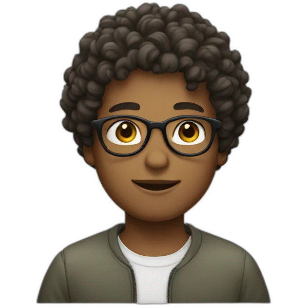 boy with curly hair and glasses emoji