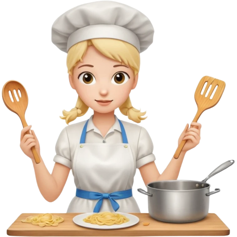 Girl cooking pasta for the first time emoji