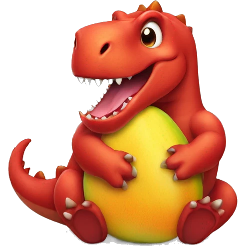 Red dinosaur eating mango emoji