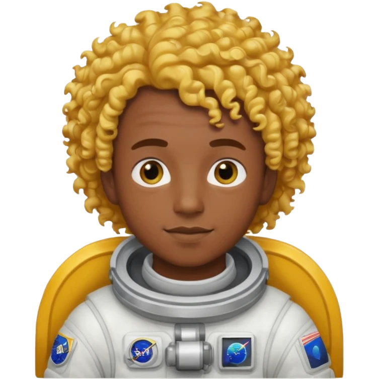 Astronauts, Young, male, dark skin, yellow curly hair emoji
