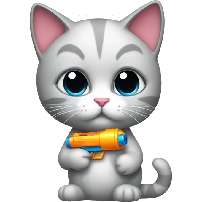 sad kitty holding realistic water gun emoji