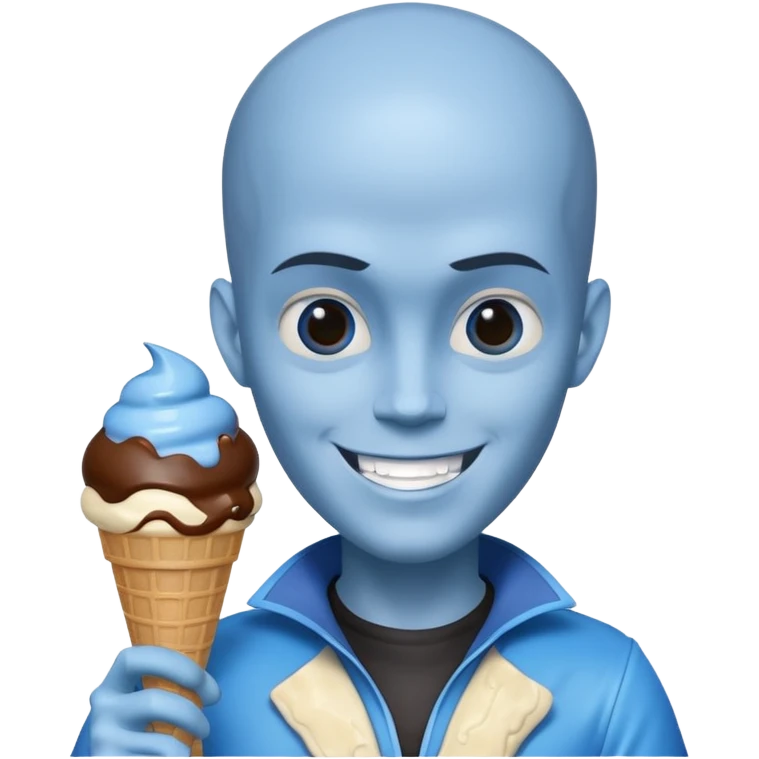Megamind holding a ice cream emoji