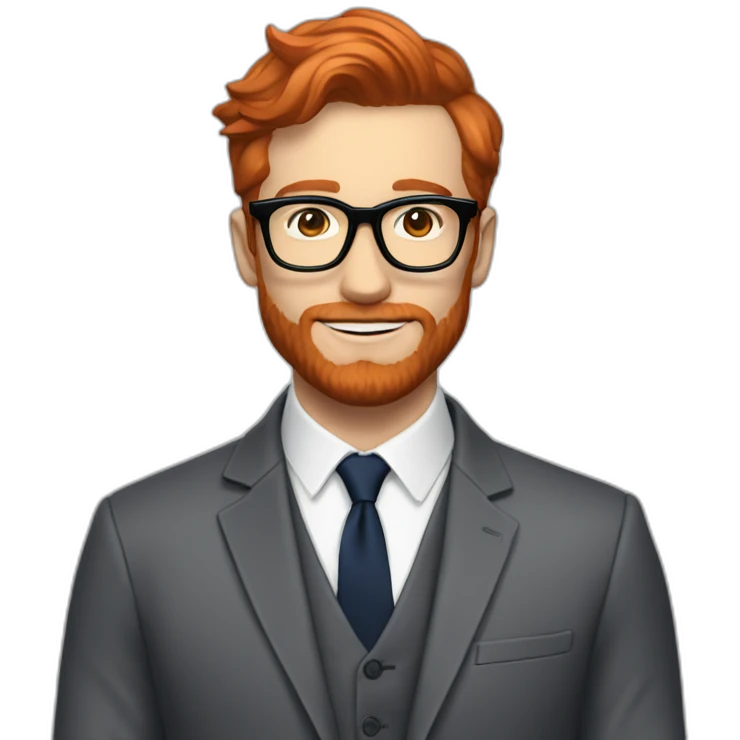 red hair white men with glasses and beard and a ralph lauren suit emoji