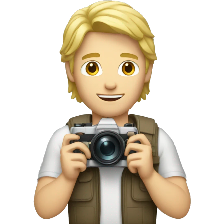 blonde guy with mullet holding a camera emoji