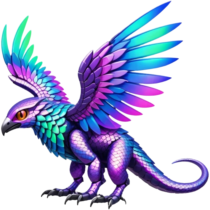Tropical futuristic lush warm-colored modern colorful neon-colored cyber-Fakémon-Digimon-Trico-creature emoji