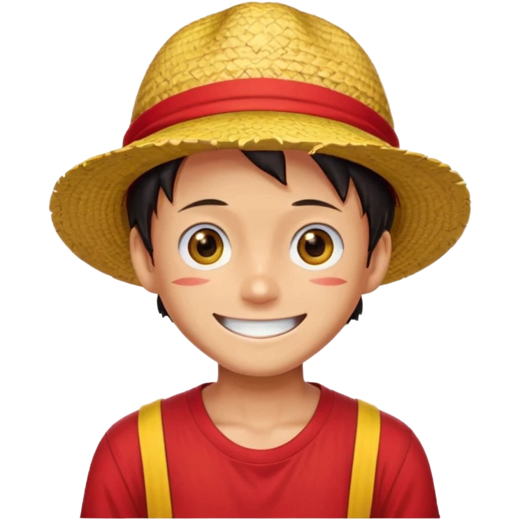 Luffy with a big smile and red shirt with yellow and red straw hat emoji