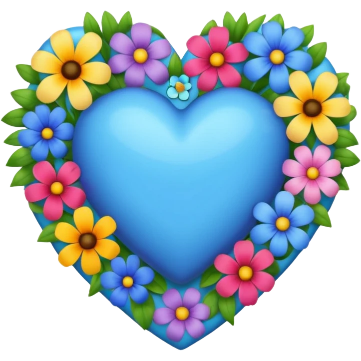 blue heart and flowers emoji