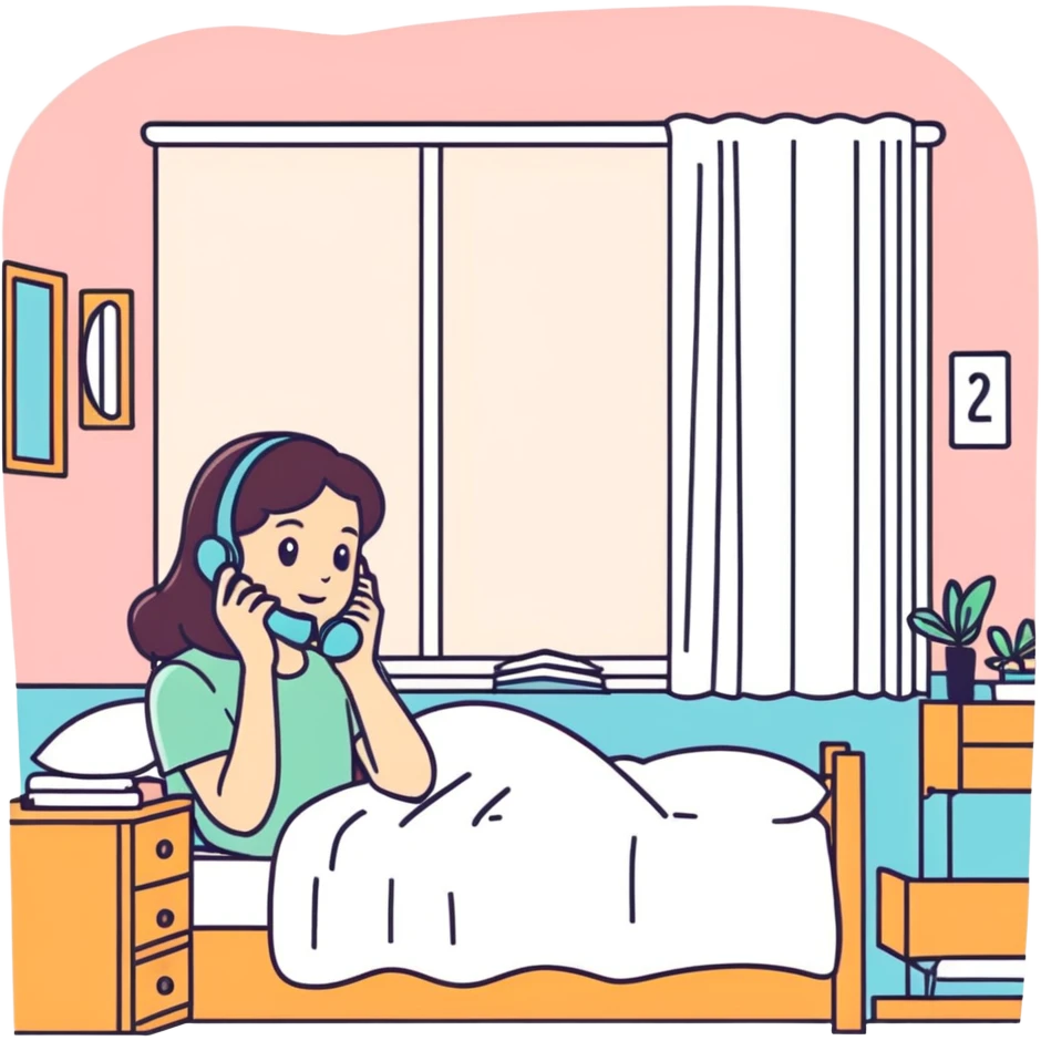 girl talking on telephone in her room emoji