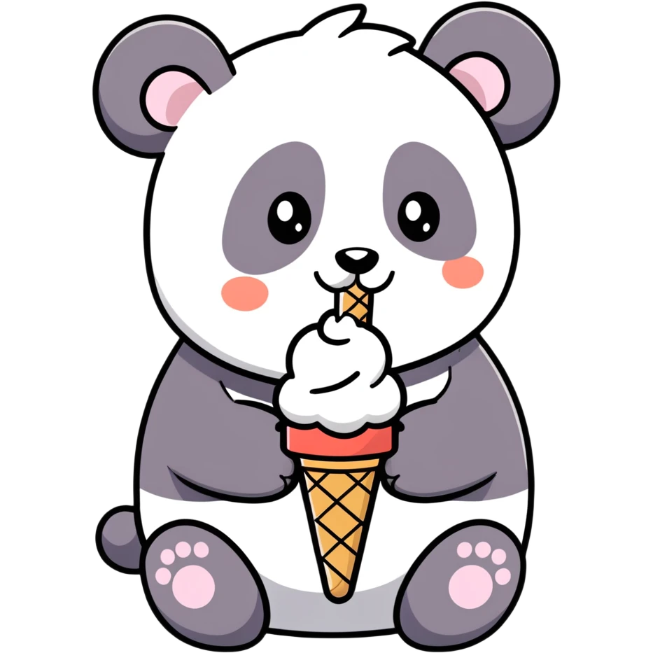 Panda eating ice cream emoji