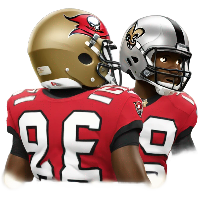  Tampa Bay Buccaneers player and New Orleans Saints player facing each other emoji