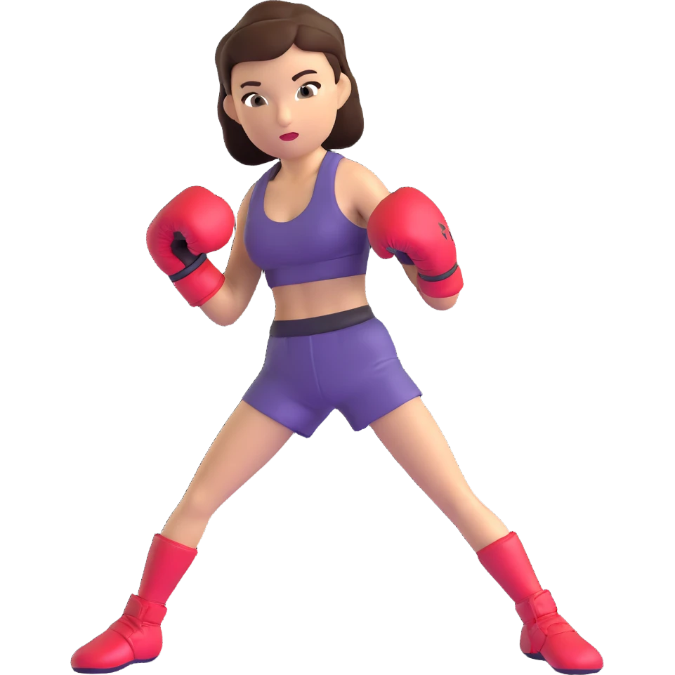 female kickboxer wearing boxing gloves emoji