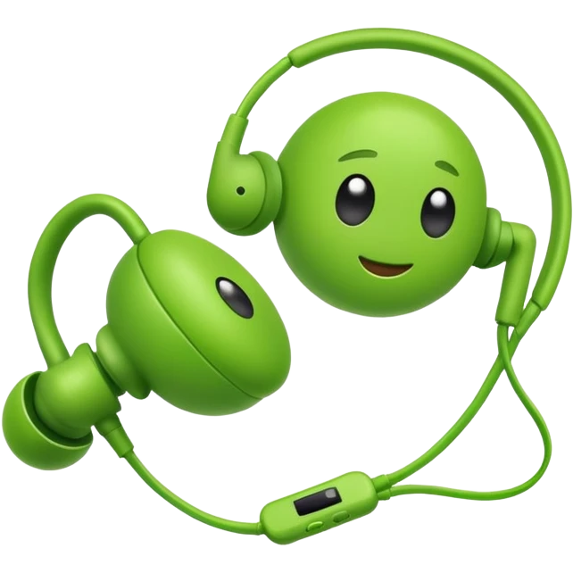 green pea with wireless earbuds emoji
