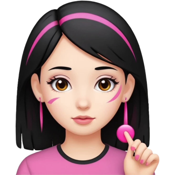 girl with black hair and pink streak by ear emoji