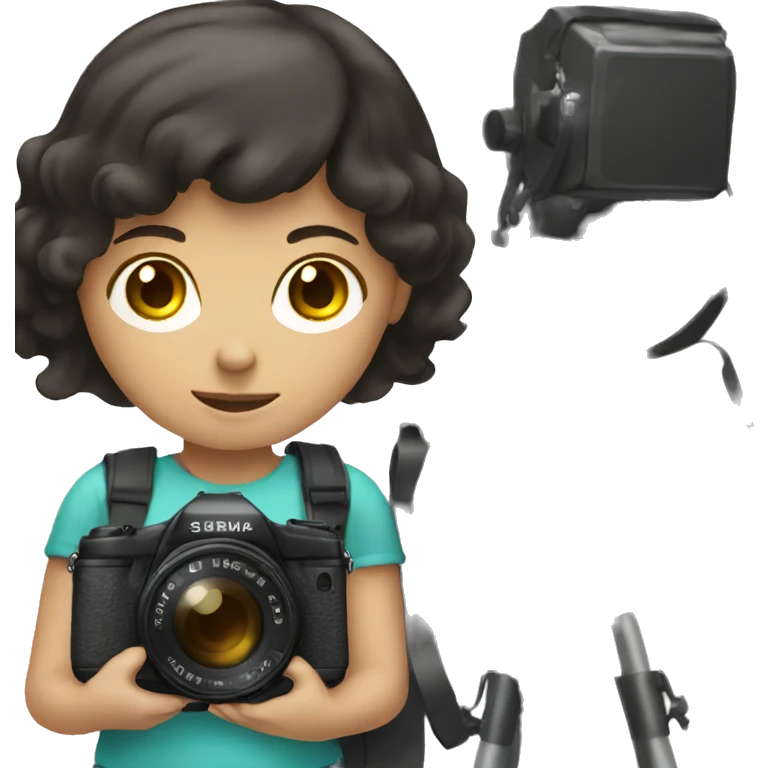 a girl with dark hair and a camera emoji