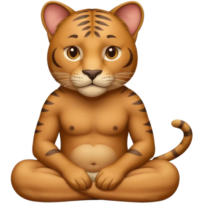 fullbody big cat sitting, whole head human man  emoji