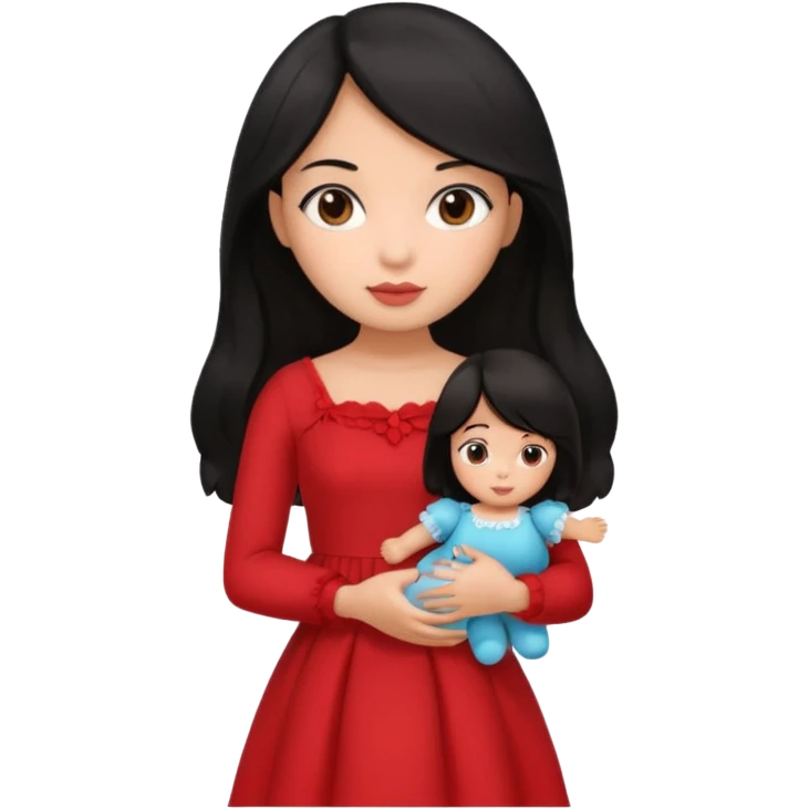 a black hair girl with 1 doll emoji