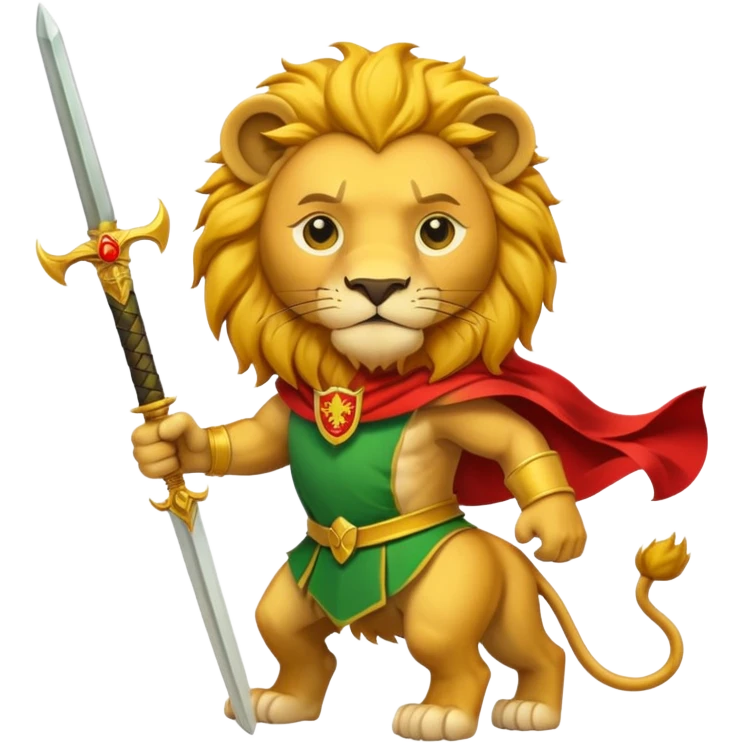A lion with a sword and the sun on top of it and on the top green and bottom red flag emoji