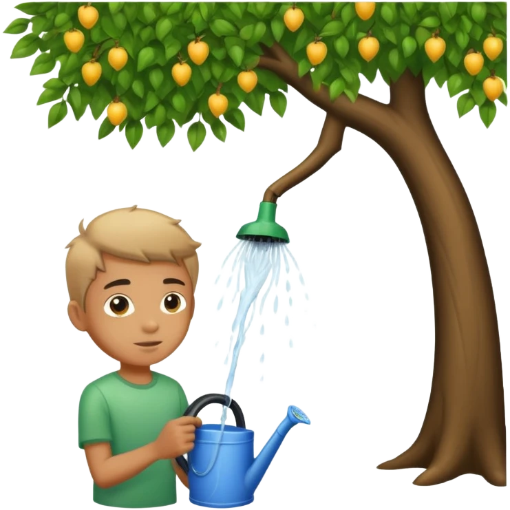 18 year old boy watering a tree emoji