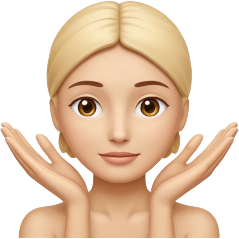Minimal wellness-style emoji showing skin tightening, a hand gently lifting and supporting facial skin upward, subtle lifting gesture, smooth contours, natural and calm look, non-medical, non-cosmetic, no makeup, no injections, no surgery, clean, modern, trustworthy wellness aesthetic emoji
