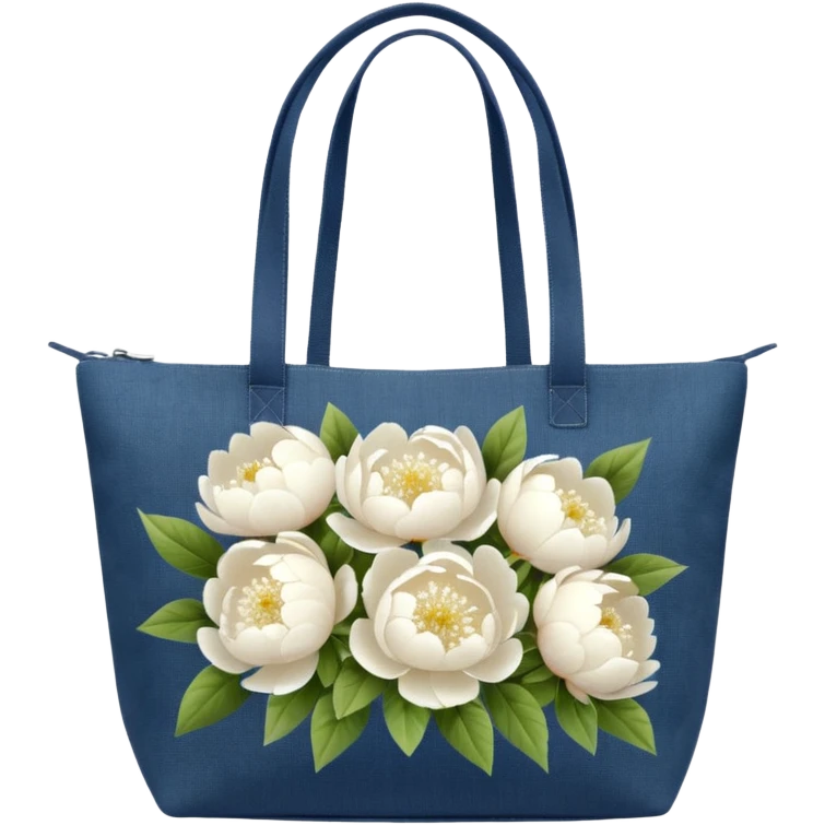 canvas tote bag filled with white peonies and gypsophila emoji