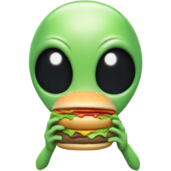 Alien eating a buger emoji