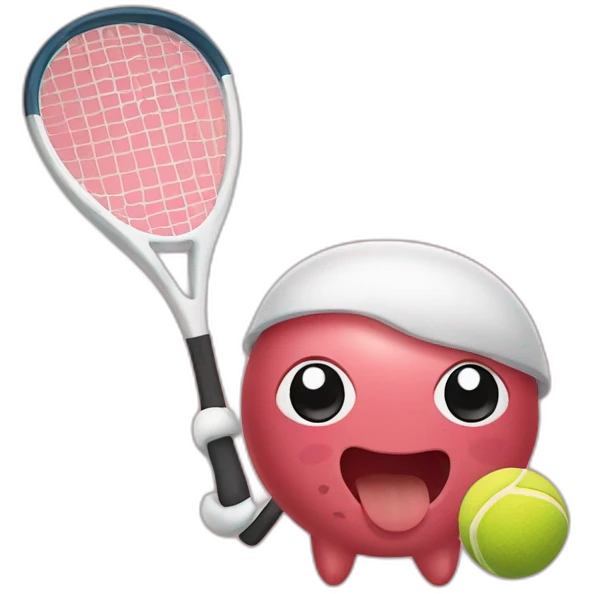 Kawaii jamon with tennis racket emoji