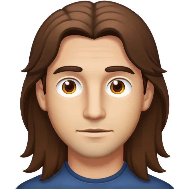 A man wih light-medium skin, brown eyes and brown long hair (long like a girl) emoji
