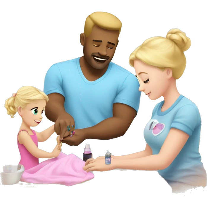blonde babydaughter gives blonde dad a manicure emoji